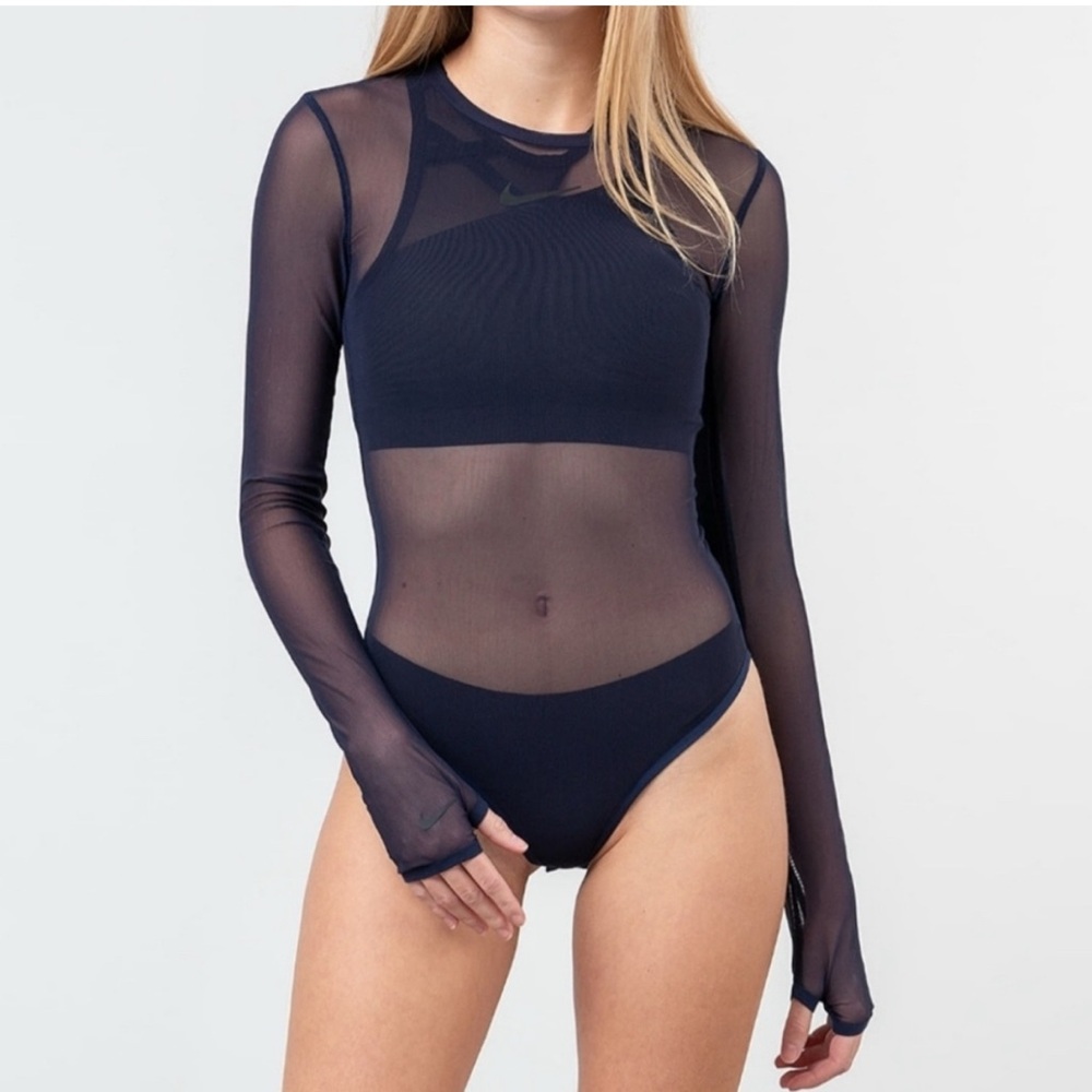 Nike Sheer Black Long Sleeve Bodysuit